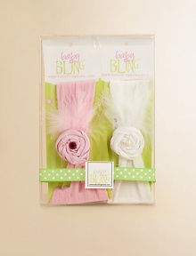 Complete your precious baby's look with this super-soft, sweet and enchanting adornment.Nylon headband with ribbon, feathers, rhinestones and pearl-like accentHand washMade in USA Complete your precious baby's look with this super-soft, sweet and enchanting adornment.Nylon headband with ribbon, feathers, rhinestones and pearl-like accentHand washMade in USA