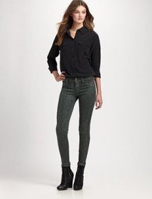 Coated snake-print denim hugs the body in all the right places.THE FITSlim fitRise, about 8Inseam, about 30THE DETAILSZip flyFive-pocket style70% tencel/28% cotton/2% elastaneMachine washMade in USA of imported fabricModel shown is 5'9 (175cm) wearing US size 4. Coated snake-print denim hugs the body in all the right places.THE FITSlim fitRise, about 8Inseam, about 30THE DETAILSZip flyFive-pocket style70% tencel/28% cotton/2% elastaneMachine washMade in USA of imported fabricModel shown is 5'9 (175cm) wearing US size 4.