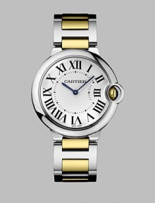 From the Ballon Bleu Collection. Understated and elegant, in stainless steel with 18k gold accents and an automatic movement. Automatic movement Water-resistant to 3ATM Round stainless steel case; 36.5mm diameter (1.44) Polished bezel Inset stem White dial Roman numerals Link bracelet; 11mm wide (.43) Deployant clasp Made in Switzerland From the Ballon Bleu Collection. Understated and elegant, in stainless steel with 18k gold accents and an automatic movement. Automatic movement Water-resistant to 3ATM Round stainless steel case; 36.5mm diameter (1.44) Polished bezel Inset stem White dial Roman numerals Link bracelet; 11mm wide (.43) Deployant clasp Made in Switzerland