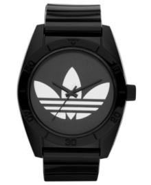 Understated black on black shows you're ready to go: a sport watch by adidas.