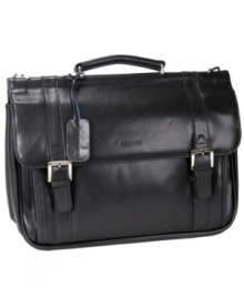 Keep the polish of your professional look with this dowel rod portfolio bag from Kenneth Cole. Keep the polish of your professional look with this dowel rod portfolio bag from Kenneth Cole.