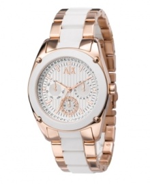 Rosy with a chance of shimmer. The forecast is nothing but style for this watch by AX Armani Exchange. Rosy with a chance of shimmer. The forecast is nothing but style for this watch by AX Armani Exchange.