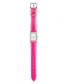 Take an uptown approach to accessorizing with this gold-plated watch from kate spade new york. It's rectangular design is city chic, while a glitzy bezel and bright pink strap adds glamour. Take an uptown approach to accessorizing with this gold-plated watch from kate spade new york. It's rectangular design is city chic, while a glitzy bezel and bright pink strap adds glamour.