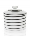 Have fun with the spiral design and serious durability of Mikasa's Cheers sugar bowl. Bone china in black and white caters modern tables with a sense of whimsy.
