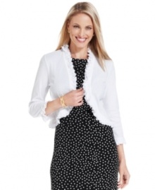 Charter Club's ruffled cropped cardigan is a must-have layering piece with anything from separates to dresses! Charter Club's ruffled cropped cardigan is a must-have layering piece with anything from separates to dresses!