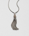 A long sterling silver snake chain with a sleek tassel pendant accented in dazzling white sapphires set in 18k goldplated stering silver. Sterling silver18k goldplated sterling silverWhite sapphiresLength, about 32Pendant size, about 2.25Slip-on styleImported 
