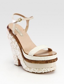 Towering mixed-media platform and adjustable patent leather straps modernize this ladylike lace design of burlap, guipure and cork. Burlap, cork, patent leather and guipure wedge, 6 (150mm)Burlap, cork, patent leather and guipure platform, 2½ (65mm)Compares to a 3½ heel (90mm)Patent leather and guipure upperLeather lining and soleMade in ItalyOUR FIT MODEL RECOMMENDS ordering one half size up as this style runs small. Towering mixed-media platform and adjustable patent leather straps modernize this ladylike lace design of burlap, guipure and cork. Burlap, cork, patent leather and guipure wedge, 6 (150mm)Burlap, cork, patent leather and guipure platform, 2½ (65mm)Compares to a 3½ heel (90mm)Patent leather and guipure upperLeather lining and soleMade in ItalyOUR FIT MODEL RECOMMENDS ordering one half size up as this style runs small.