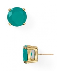 kate spade new york styles sweet simplicity with this pair of specially faceted stud earrings, cast in 12 karat gold plate and accented by a gobstopper stone. kate spade new york styles sweet simplicity with this pair of specially faceted stud earrings, cast in 12 karat gold plate and accented by a gobstopper stone.