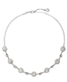 Stunning and sophisticated. Embellished with glittering clear glass accents and crystals, this necklace from Monet conveys a luxurious look. Crafted in silver tone mixed metal. Approximate length: 16 inches + 2-inch extender. Stunning and sophisticated. Embellished with glittering clear glass accents and crystals, this necklace from Monet conveys a luxurious look. Crafted in silver tone mixed metal. Approximate length: 16 inches + 2-inch extender.