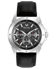 Luxurious leather and structured steel blend with the multi-functional tech on this Bulova watch. Luxurious leather and structured steel blend with the multi-functional tech on this Bulova watch.