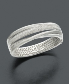 A bangle bedecked in diamond is a quick way to turn from dull to diva. This Balissima by Effy Collection bracelet features woven sterling silver and diamond (1/3 ct. t.w.). Approximate diameter: 2-3/8 inches. A bangle bedecked in diamond is a quick way to turn from dull to diva. This Balissima by Effy Collection bracelet features woven sterling silver and diamond (1/3 ct. t.w.). Approximate diameter: 2-3/8 inches.