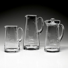 The hand engraved Wisteria collection is a practical and pretty range of Wine Glasses, Bowls, Covered Comports, Hurricane, Carafes, Decanters and Pitchers. Perfect for entertaining inside and outside! The handmade sheared edged items are robust and stylish in every sense. The hand engraved Wisteria collection is a practical and pretty range of Wine Glasses, Bowls, Covered Comports, Hurricane, Carafes, Decanters and Pitchers. Perfect for entertaining inside and outside! The handmade sheared edged items are robust and stylish in every sense.