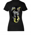 Work an edge of rock n roll attitude into your outfit with Juicy Coutures snake embellished logo tee - Round neckline, short sleeves - Slim fit - Pair with matching pants, favorite jeans, or mini-skirts