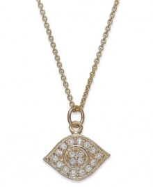 Good luck and a hint of glamour. B. Brilliant's sparkling evil eye pendant highlights round-cut cubic zirconias (1/5 ct. t.w.) in 18k gold over sterling silver. Approximate length: 18 inches + 3-inch extender. Approximate drop length: 1/2 inch. Approximate drop width: 5/8 inch. Good luck and a hint of glamour. B. Brilliant's sparkling evil eye pendant highlights round-cut cubic zirconias (1/5 ct. t.w.) in 18k gold over sterling silver. Approximate length: 18 inches + 3-inch extender. Approximate drop length: 1/2 inch. Approximate drop width: 5/8 inch.