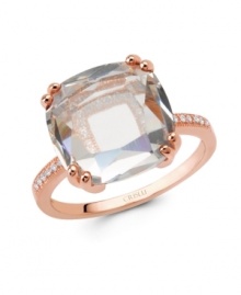 Prismatic perfection. This elegant and truly unique style from CRISLU highlights an open-cut square cubic zirconia (14-7/8 ct. t.w.) that frames an 18k rose gold over sterling silver setting accented by micro-pave set cubic zirconias. Size 7.