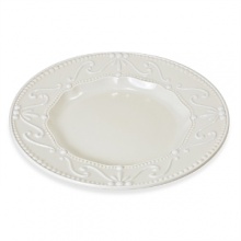Feminine and sophisticated. Off-white porcelain body with white embossing. Dishwasher and microwave safe. Feminine and sophisticated. Off-white porcelain body with white embossing. Dishwasher and microwave safe.