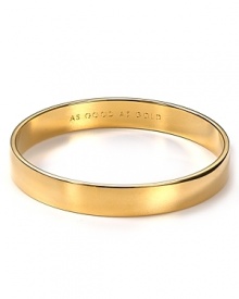 Understated alone and statement making when stacked. kate spade new york's engraved gold-plated bangle gives every look the Midas touch. Understated alone and statement making when stacked. kate spade new york's engraved gold-plated bangle gives every look the Midas touch.