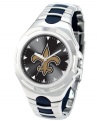 Who dat! Root for your team 24/7 with this sporty watch from Game Time. Features a New Orleans Saints logo at the dial.