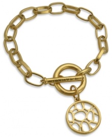 A must-have for golden glam. T Tahari's charm bracelet from the Essentials collection features a circular pendant with an openwork design. Crafted in 14k gold-plated mixed metal. Nickel-free for sensitive skin. Approximate length: 7-1/2 inches + 1-inch extender. A must-have for golden glam. T Tahari's charm bracelet from the Essentials collection features a circular pendant with an openwork design. Crafted in 14k gold-plated mixed metal. Nickel-free for sensitive skin. Approximate length: 7-1/2 inches + 1-inch extender.