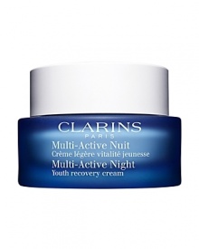 Say Goodnight to Early Wrinkles. Youth recovery cream with the benefits of 8 hours of sleep in a jar - to help renew and repair your skin. Multi-Active Night Cream complement the day creams with repairing and correcting actions, respectively. Multi-Active Night Youth Recovery creams help skin recover this sleep debt and helps restore cellular renewal. Skin looks more refreshed upon waking and the appearance of fine lines and wrinkles are diminished. Say Goodnight to Early Wrinkles. Youth recovery cream with the benefits of 8 hours of sleep in a jar - to help renew and repair your skin. Multi-Active Night Cream complement the day creams with repairing and correcting actions, respectively. Multi-Active Night Youth Recovery creams help skin recover this sleep debt and helps restore cellular renewal. Skin looks more refreshed upon waking and the appearance of fine lines and wrinkles are diminished.