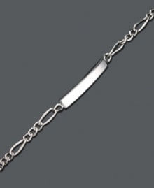 Simple and sophisticated, this traditional sterling silver ID bracelet adds a little decor to a tiny wrist. Approximate length: 6-1/2 inches. Simple and sophisticated, this traditional sterling silver ID bracelet adds a little decor to a tiny wrist. Approximate length: 6-1/2 inches.