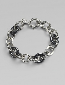 From the Chain Collection. A trinity of signature cable, plain, and black ceramic oval links.Ceramic Sterling silver Length, about 7½ Lobster clasp closure Imported From the Chain Collection. A trinity of signature cable, plain, and black ceramic oval links.Ceramic Sterling silver Length, about 7½ Lobster clasp closure Imported
