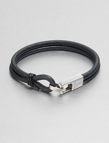 A double strand of smooth leather is accented by a sterling silver clasp.LeatherSterling silverLobster claspAbout 2½ diam.Made in the United Kingdom