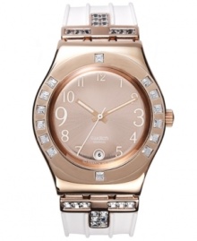 Be fancy free this season with the ladylike sparkle on this rosy Fancy Me Pink collection Swatch watch. Be fancy free this season with the ladylike sparkle on this rosy Fancy Me Pink collection Swatch watch.