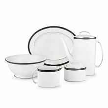 Kate Spade and Lenox join together to bring ease, elegance and understated wit to the table. Union Street translates Kate Spade's signature contrast stitching to the table with simple black banding with fine white dotting. Dishwasher safe. Kate Spade and Lenox join together to bring ease, elegance and understated wit to the table. Union Street translates Kate Spade's signature contrast stitching to the table with simple black banding with fine white dotting. Dishwasher safe.