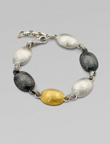 Beautifully textured links in two-tone sterling silver and radiant 24k gold for a stunningly chic design. Two-tone sterling silver24k goldLength, about 9Lobster clasp closureImported Beautifully textured links in two-tone sterling silver and radiant 24k gold for a stunningly chic design. Two-tone sterling silver24k goldLength, about 9Lobster clasp closureImported