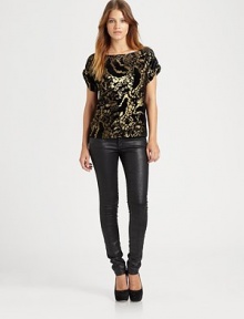 EXCLUSIVELY AT SAKS. Metallic burnout velvet, soft and slouchy in a rolled-sleeve pullover.BoatneckRolled sleevesPullover styleAbout 24 from shoulder to hem65% rayon/25% silk/10% polyesterDry cleanImportedModel shown is 5'11 (180cm) wearing US size Small. EXCLUSIVELY AT SAKS. Metallic burnout velvet, soft and slouchy in a rolled-sleeve pullover.BoatneckRolled sleevesPullover styleAbout 24 from shoulder to hem65% rayon/25% silk/10% polyesterDry cleanImportedModel shown is 5'11 (180cm) wearing US size Small.