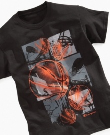 Inspire his cool court style with this graphic t-shirt from Champion.