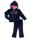 Create the perfect sporty casual look with this velour hoodie and pant set from Nike. (Clearance)