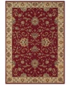 Evoking the strong look of ancient Sarouk rug designs, the Premier area rug from Dalyn is woven with intricate floral medallions in rich burgundy. Made in Egypt of durable polypropylene and shimmering polyester fibers, it provides any room with captivating texture and added dimension.