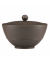Elegance comes easy with the Fair Harbor covered sugar bowl. Durable stoneware in a warm mocha hue is half glazed, half matte and totally timeless.