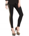 Piped with luxe, metallic stripes, Urban Heart's skinny pants delivers big on glam party style.