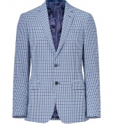 Sharpen up your warm weather looks with Etros paisley-lined plaid cotton blazer - Notched lapels, two-button closure, flap pockets at waist, dual back vent, paisley lining - Slim fit - Style with tailored trousers, a crisp button-down and loafers