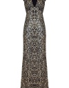 With statement-making sequins and a dramatic floor-sweeping length, this black tie gown from Jenny Packham is an investment in high style - V-neck, cap sleeves, fitted bodice, full maxi-length skirt with slight high-low hem, all-over sequin embellishment, concealed back zip closure - Pair with sky-high platform heels and a simple clutch