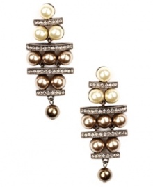 Up your elegance factor in Givenchy's chic chandelier earrings. Blush and white glass pearls and crystal-encrusted spacers combine in a diamond-shaped pattern for an illuminating look. Set in brown gold-plated mixed metal. Approximate drop: 2-1/2 inches. Up your elegance factor in Givenchy's chic chandelier earrings. Blush and white glass pearls and crystal-encrusted spacers combine in a diamond-shaped pattern for an illuminating look. Set in brown gold-plated mixed metal. Approximate drop: 2-1/2 inches.