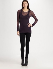 Ultra-sheer cashmere jersey, in a crewneck silhouette.CrewneckLong sleevesCashmereMachine washImportedModel shown is 5'11 (180cm) wearing US size Small. Ultra-sheer cashmere jersey, in a crewneck silhouette.CrewneckLong sleevesCashmereMachine washImportedModel shown is 5'11 (180cm) wearing US size Small.