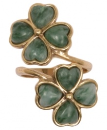 Your new lucky charm. This wrap ring from Lucky Brand is designed with four-leaf clovers with semi-precious reconstituted calcite moss agate. Crafted in gold tone mixed metal. Size 7. Your new lucky charm. This wrap ring from Lucky Brand is designed with four-leaf clovers with semi-precious reconstituted calcite moss agate. Crafted in gold tone mixed metal. Size 7.