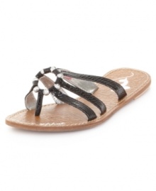 Cute sparkly center. Baby Phat's Lexie thong sandals feature a circular accent in the vamp that is sure to turn heads. Cute sparkly center. Baby Phat's Lexie thong sandals feature a circular accent in the vamp that is sure to turn heads.