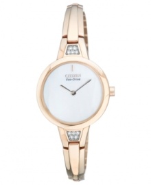 Finish off your new look with this ladylike timepiece from Citizen. Built with Eco-Drive, harnessing natural and artificial light, never needing a battery. Finish off your new look with this ladylike timepiece from Citizen. Built with Eco-Drive, harnessing natural and artificial light, never needing a battery.