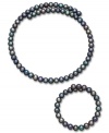 Wrap yourself in elegance. A matching wire coil necklace and bracelet in black cultured freshwater pearls (6-6-1/2 mm) make an elegant statement, perfect for any occasion. Approximate length (necklace): 18 inches. Approximate length (bracelet): 7 inches.