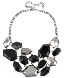Stylish stones make you the center of attention in this frontal necklace from Haskell. Crafted from hematite-tone mixed metal, the necklace is adorned with geometric pieces in acrylic. Approximate length: 15 inches + 5-inch extender. Approximate drop: 2-1/4 inches. Stylish stones make you the center of attention in this frontal necklace from Haskell. Crafted from hematite-tone mixed metal, the necklace is adorned with geometric pieces in acrylic. Approximate length: 15 inches + 5-inch extender. Approximate drop: 2-1/4 inches.