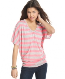 A flirty silhouette and crocheted detail at the back of this Pretty Rebellious top make the sporty stripes seem super feminine. A flirty silhouette and crocheted detail at the back of this Pretty Rebellious top make the sporty stripes seem super feminine.
