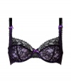 Super sexy jet and purple Cupcake underwire bra by Elle Macpherson - This supermodel-approved underwire bra is sultry with a fun vintage feel thats both naughty and nice - Polyamide bra with slim adjustable straps - Looks great under most outfits