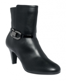 Karen Scott has perfected the much-loved stretch bootie by adding inspired details, including a stacked heel and wraparound buckle closure. Karen Scott has perfected the much-loved stretch bootie by adding inspired details, including a stacked heel and wraparound buckle closure.