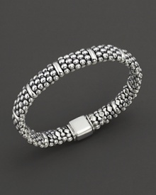 Ten dividers on the sterling silver Caviar™ beaded oval rope bracelet, designed by Lagos. Ten dividers on the sterling silver Caviar™ beaded oval rope bracelet, designed by Lagos.