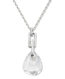 A rectangular structural detail on Swarovski's Mini Parallele necklace offsets a teardrop-shaped crystal. The result: hard edges juxtaposed with soft curves, creating a chic contrast. Crafted in silver tone mixed metal. Approximate length: 15 inches + 2-inch extender. Approximate drop: 1 inch. A rectangular structural detail on Swarovski's Mini Parallele necklace offsets a teardrop-shaped crystal. The result: hard edges juxtaposed with soft curves, creating a chic contrast. Crafted in silver tone mixed metal. Approximate length: 15 inches + 2-inch extender. Approximate drop: 1 inch.